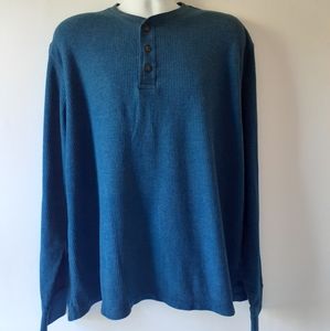 Seventh Avenue men's blue polyester/cotton long sleeve thermal henley size 2XL